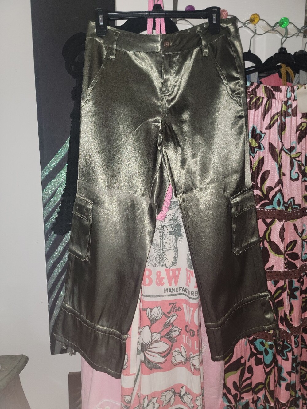 Y2K Mudd Satin Cargo Pants